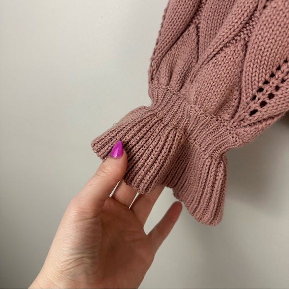 Another Love | Shawn Ruffle Cuff Patterned Knit Cardigan Size Medium Rose Mauve - Picture 3 of 7